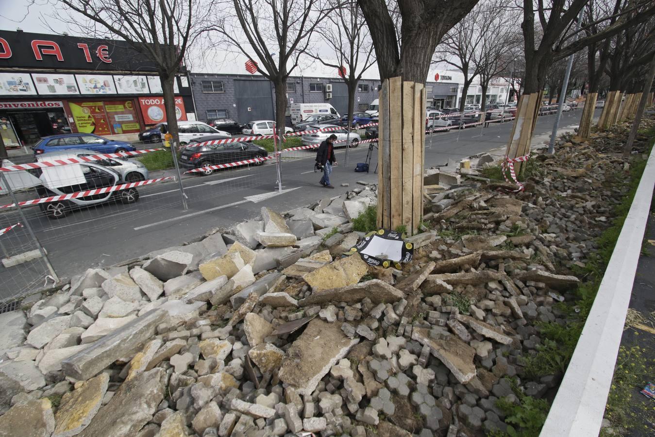 En imágenes, obras de mejora en la calle Aviación del Polígono Calonge