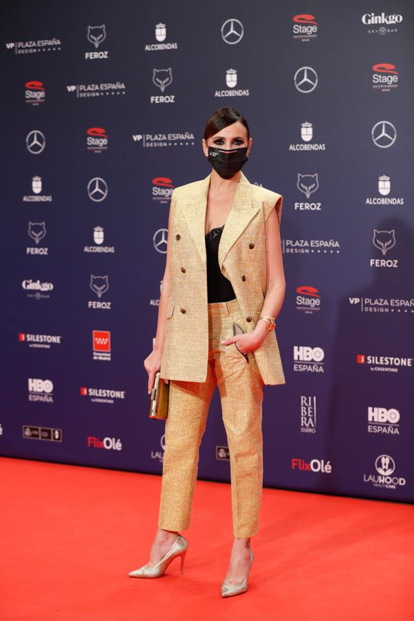 Melani Olivares, en la alfombra roja de los Premios Feroz 2021. 