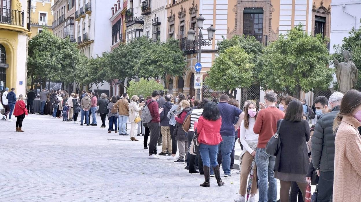 En imágenes, colas para ver los restos del hamán almohade descubiertos en el Bar Giralda