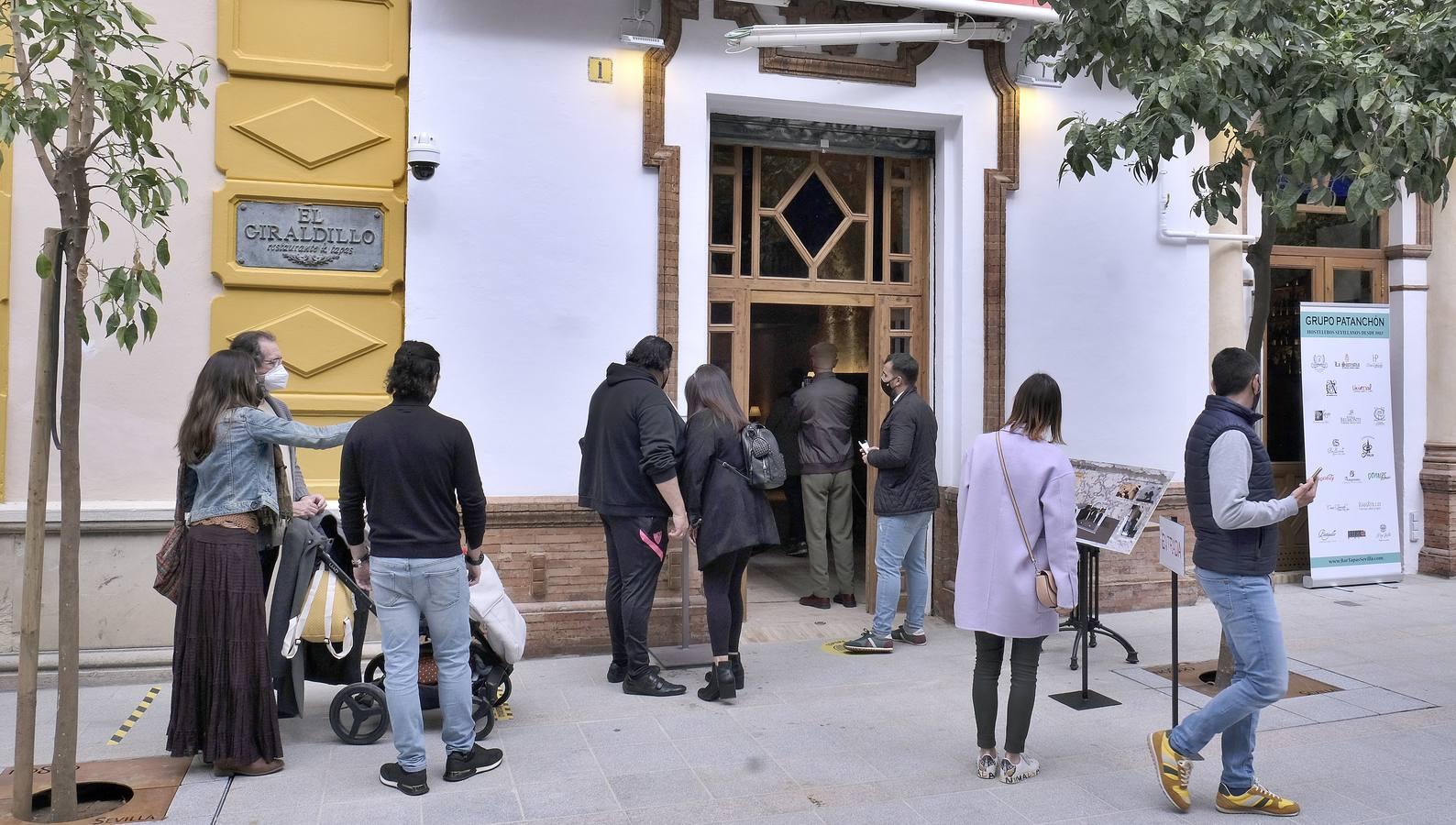 En imágenes, colas para ver los restos del hamán almohade descubiertos en el Bar Giralda