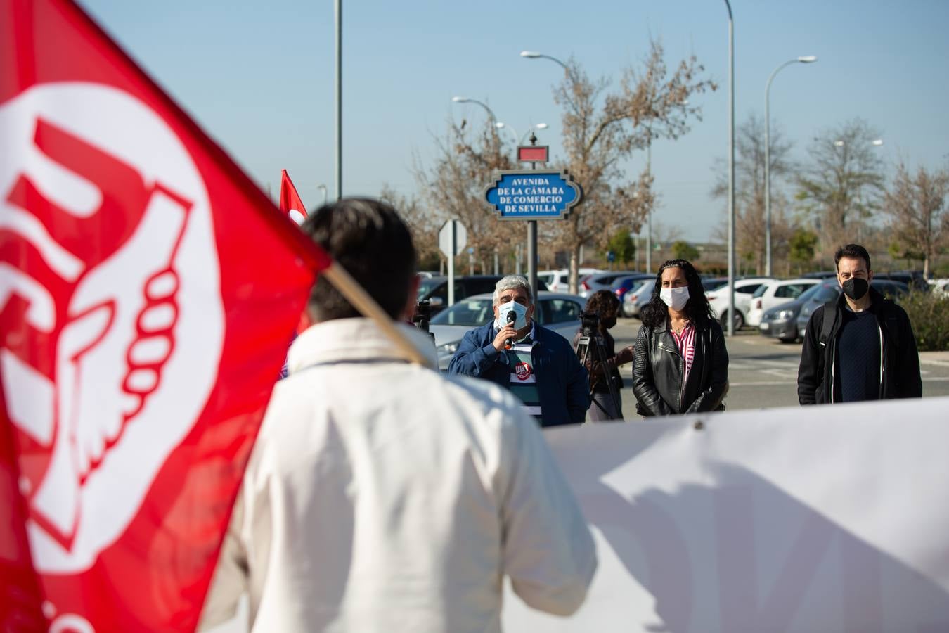 Concentración de trabajadores de Abengoa en Palmas Altas