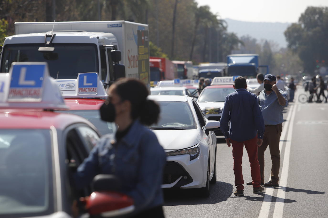 La protesta de las autoescuelas en Córdoba, en imágenes