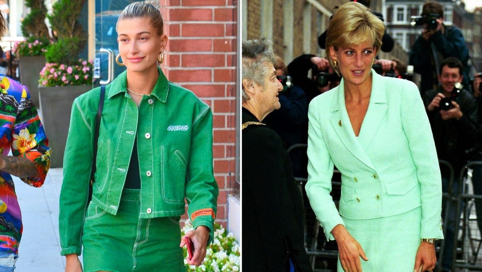 Traje de chaqueta verde, ¿por qué no?. Lejos del recurente gris y el típico negro, los trajes de chaqueta coloridos eran una de sus prendas estrella, especialmente los que estaban compuestos por falda y blazer ligeramente entallada. Un estilismo cargado de personalidad que no necesita añadidos, pues brilla por sí solo.