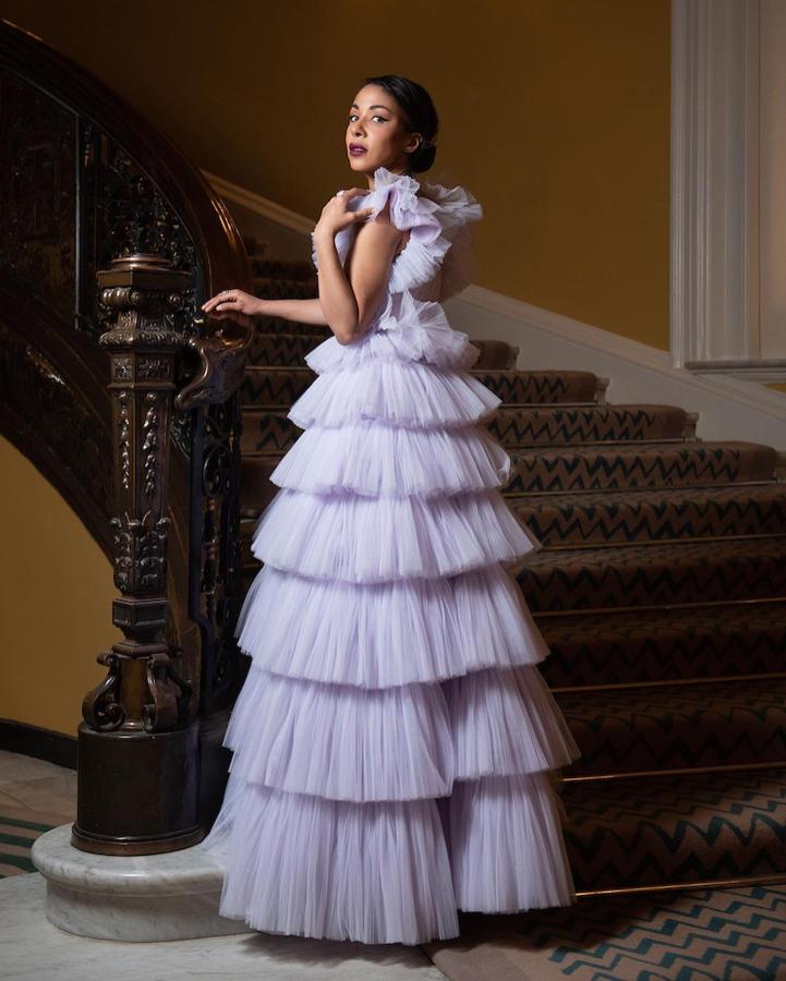 Kathryn Drysdale durante los SAG Awards 2021. Con diseño de tul de Jenny Packham.