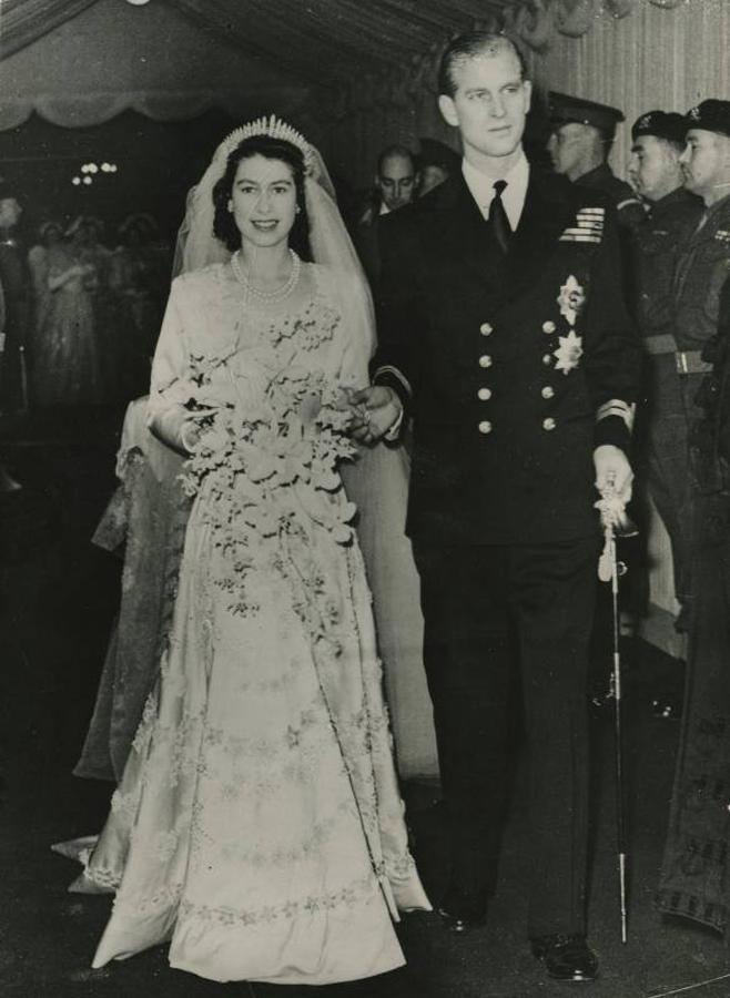Los recién casados después de la ceremonia celebrada en la Abadía de Westminster. 
