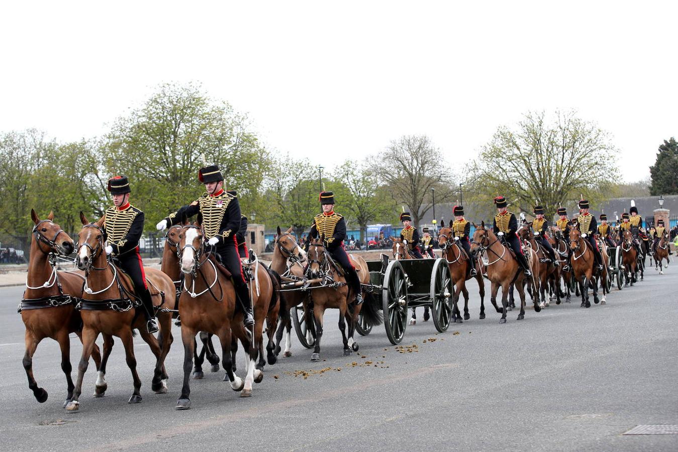 La King's Troop Royal Horse Artillery se prepara para el homenaje al fallecido marido de la Reina. 