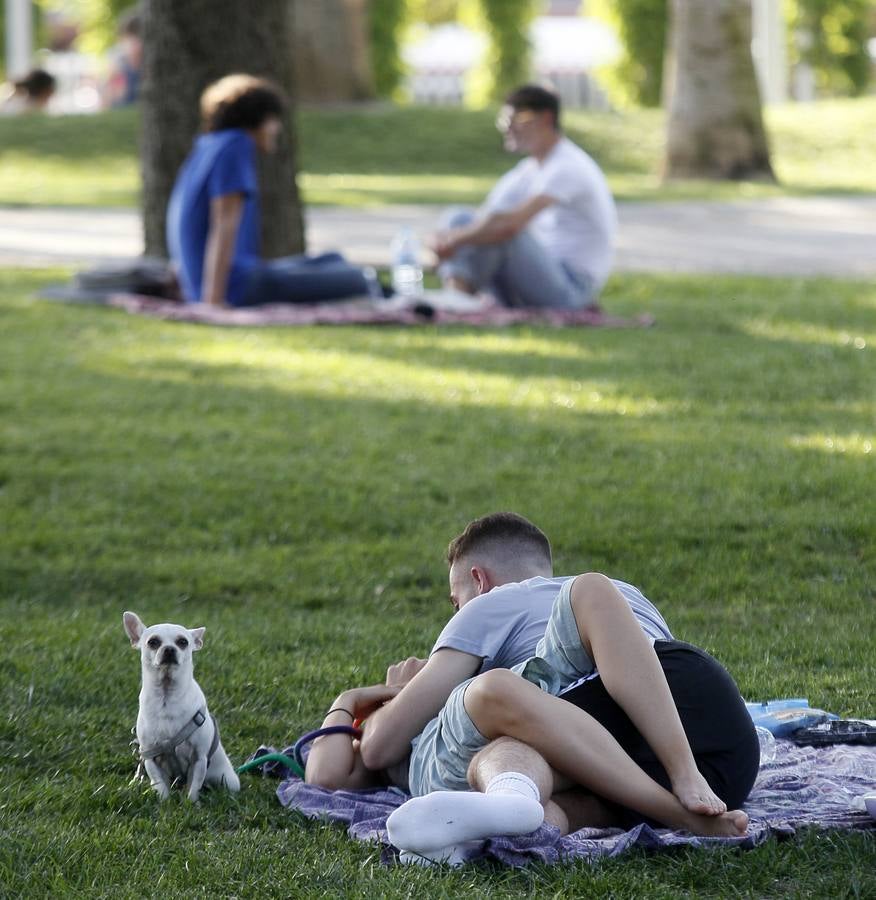 Personas disfrutando de las orillas del río Guadalquivir