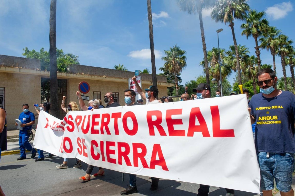 FOTOS: Manifestación de la factoría de Airbus Puerto Real