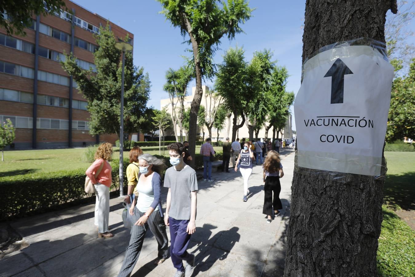 Vacunación en el centro habilitado en la Facultad de Matemáticas de Sevilla