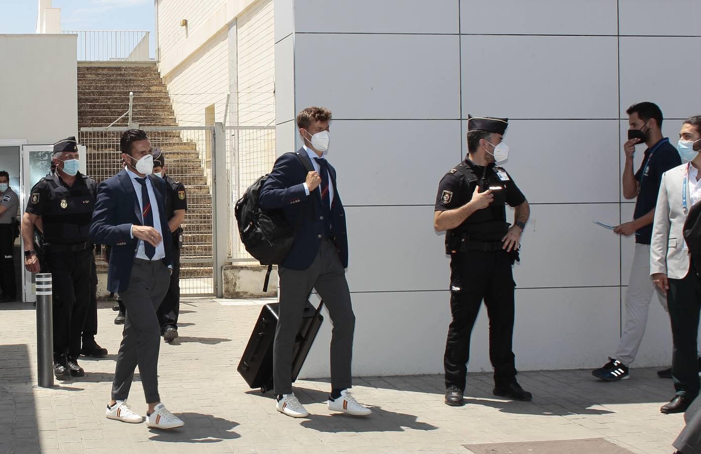 La selección española a su llegada en el aeropuerto de San Pablo