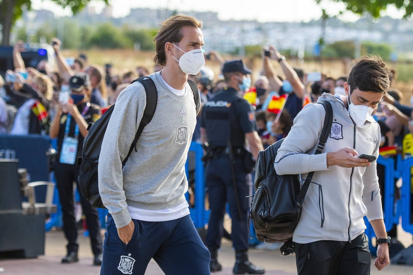 Llegada de la selección española al hotel de concentración en Sevilla