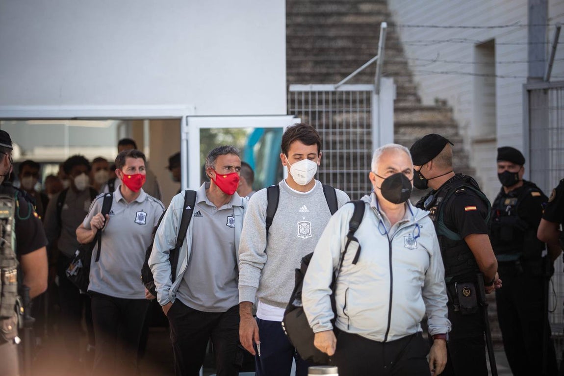 Llegada de la Selección española al Aeropuerto de San Pablo, Sevilla.