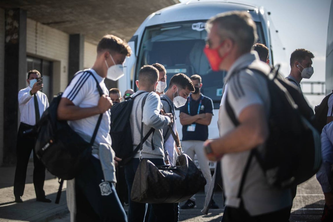Llegada de la Selección española al Aeropuerto de San Pablo, Sevilla.