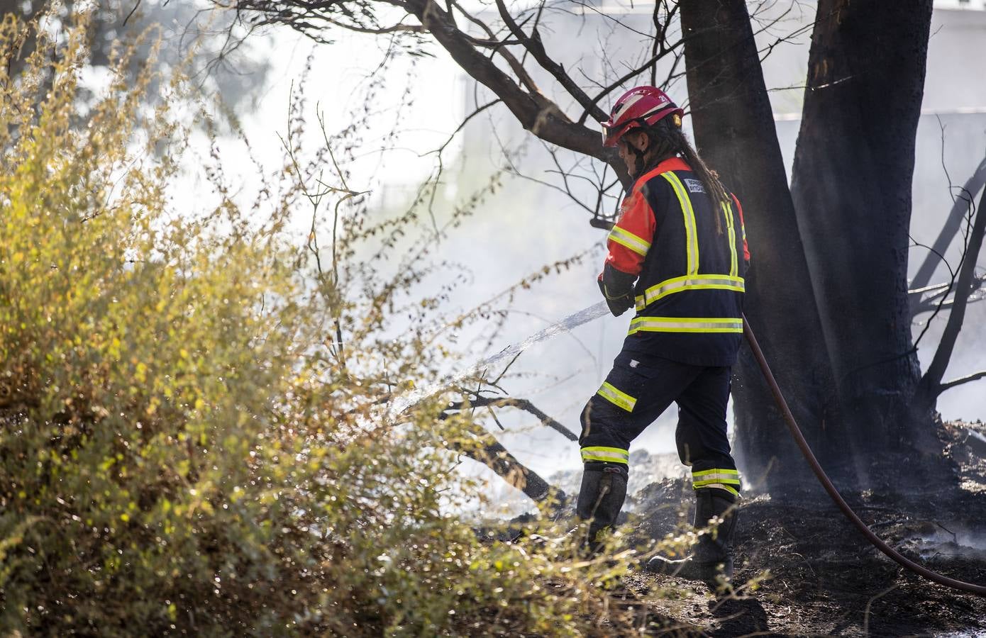 El incendio ha sido controlado a escasos metros de alcanzar varios bloques de viviendas y un centro de rehabilitación