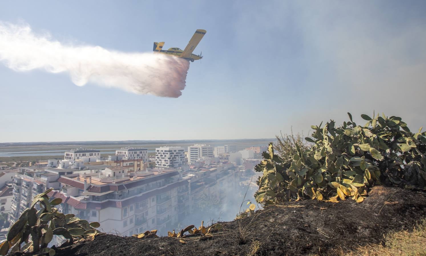 El incendio ha sido controlado a escasos metros de alcanzar varios bloques de viviendas y un centro de rehabilitación