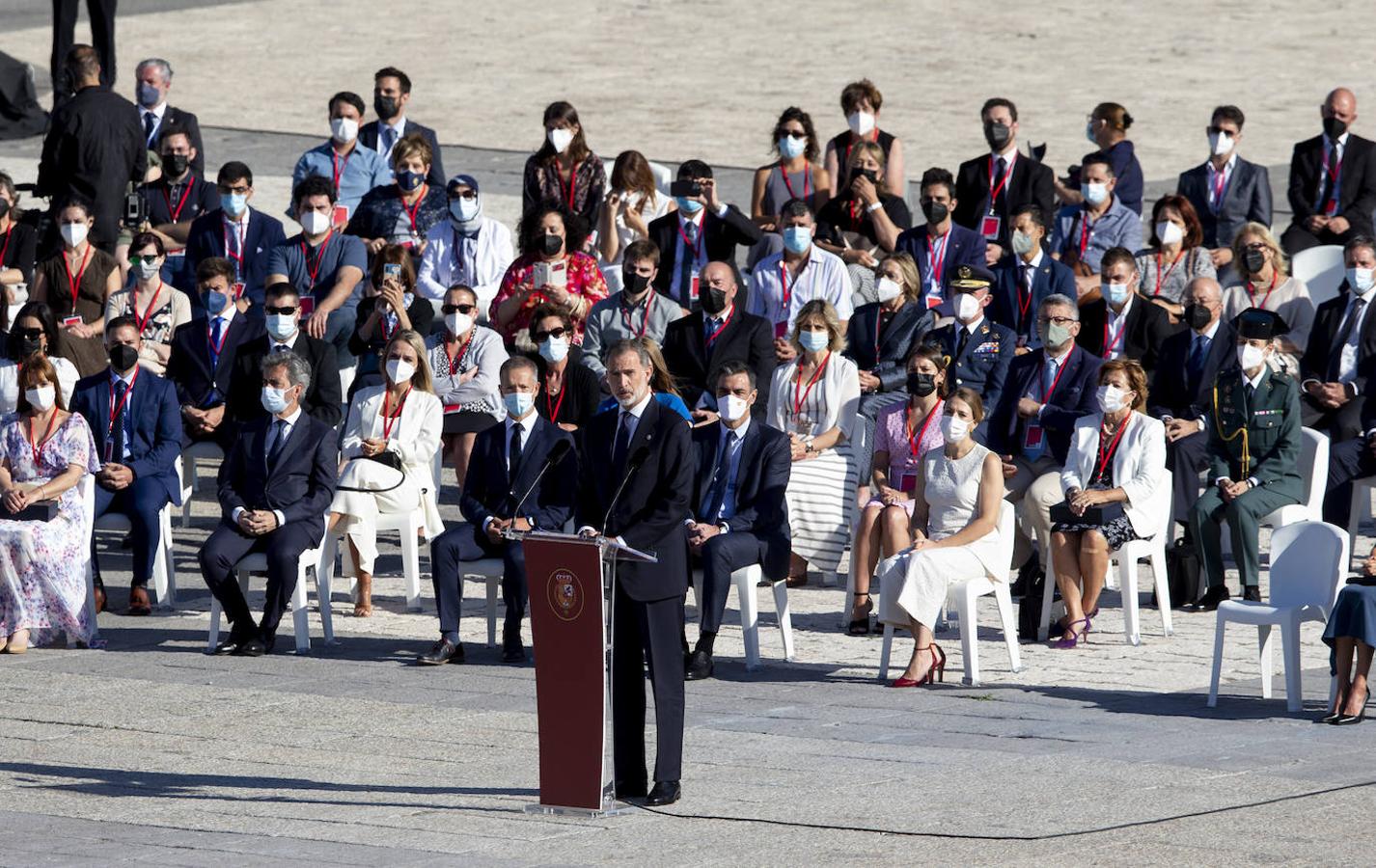 El Rey Felipe VI durante su discurso en el acto de homenaje de estado a las víctimas del coronavirus. 