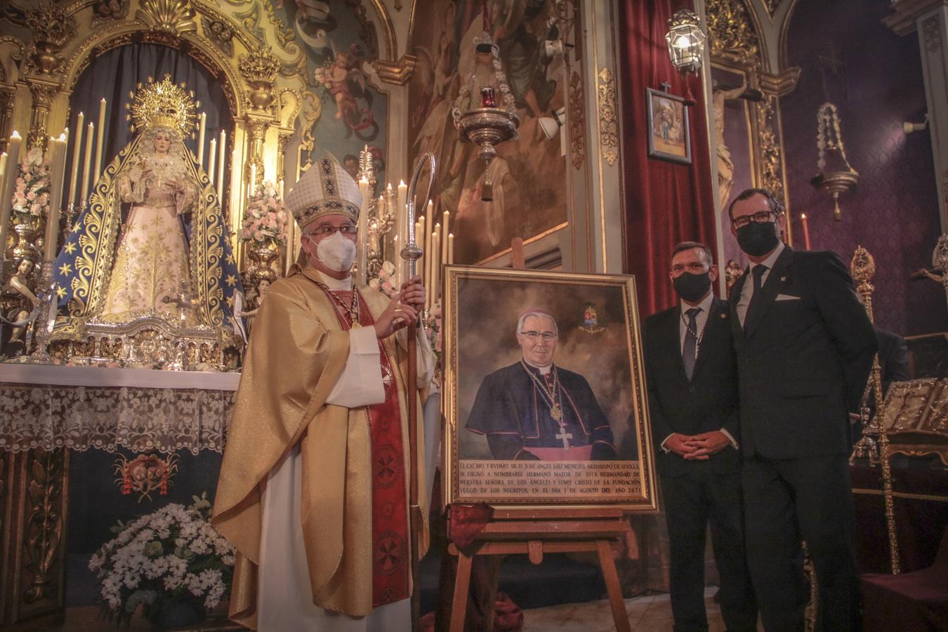 Saiz Meneses durante la función de la Virgen de los Ángeles de los Negritos