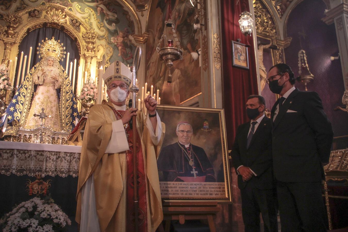 Saiz Meneses durante la función de la Virgen de los Ángeles de los Negritos