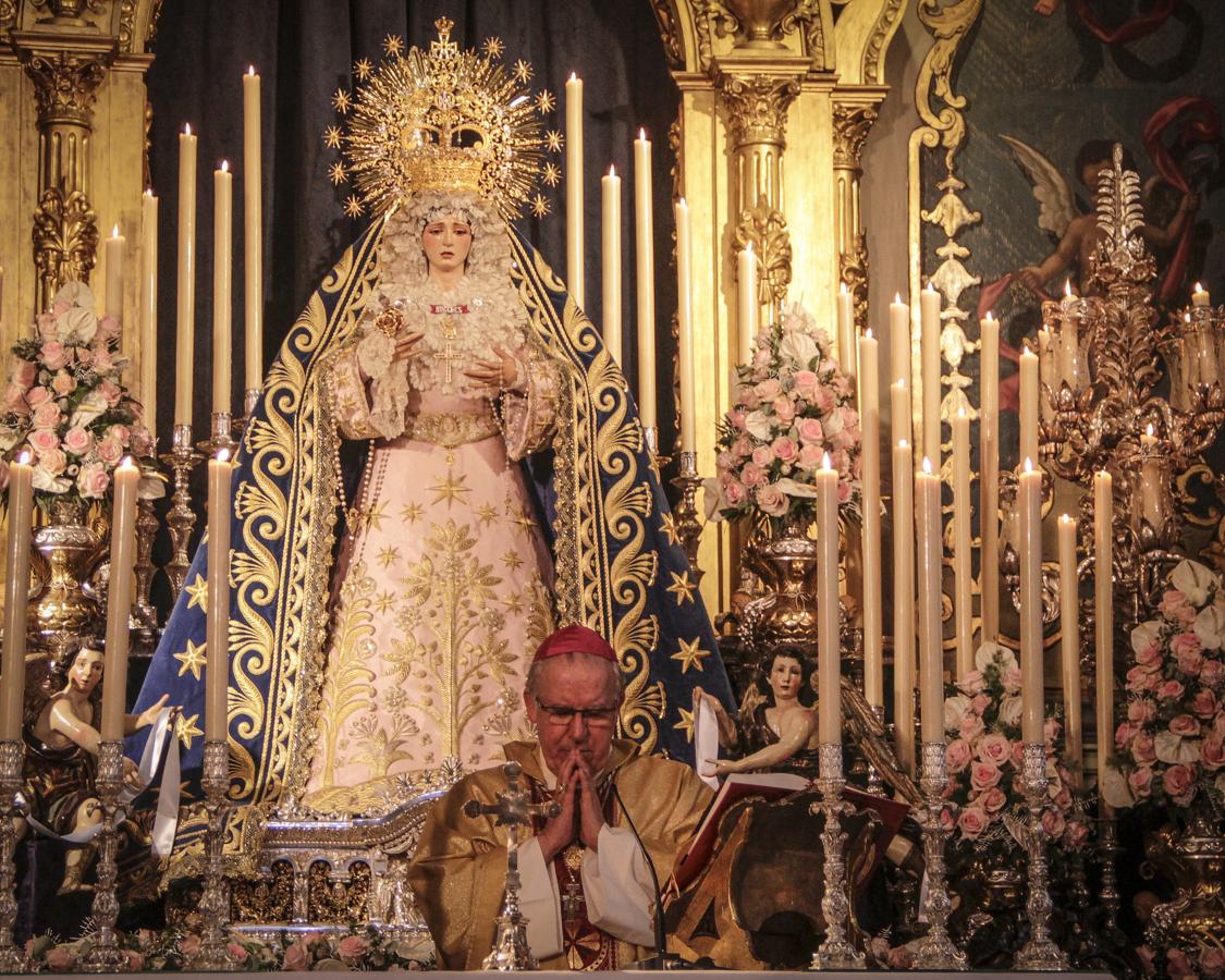 Saiz Meneses durante la función de la Virgen de los Ángeles de los Negritos