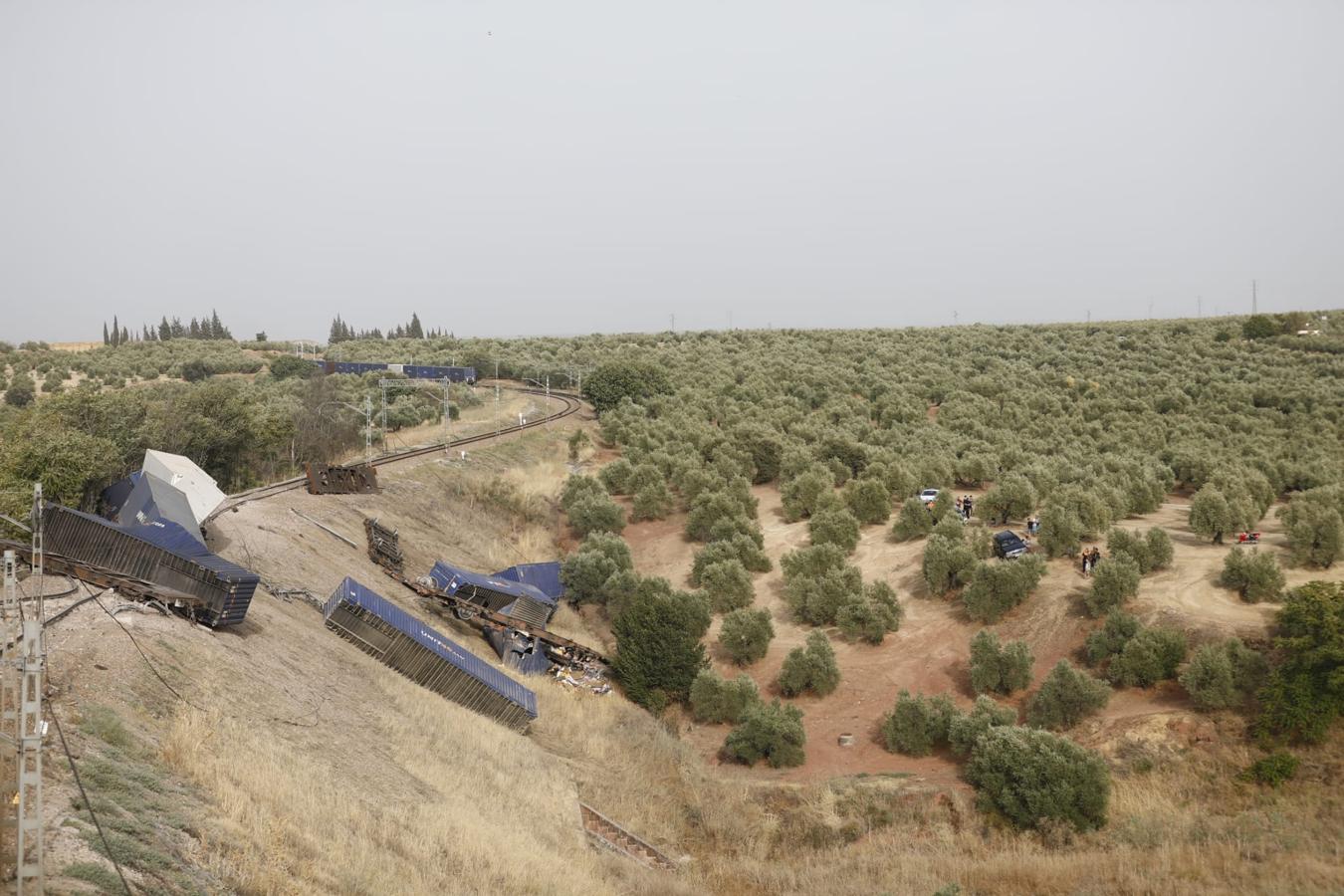 El descarrilamiento del tren en Montoro, en imágenes