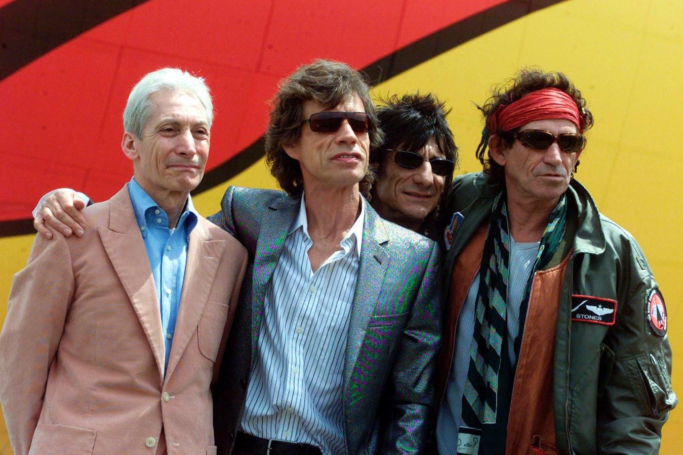 Charlie Watts, Mick Jagger, Ron Wood y Keith Richards anuncian en Nueva York su gira multitudinaria de 2003. 