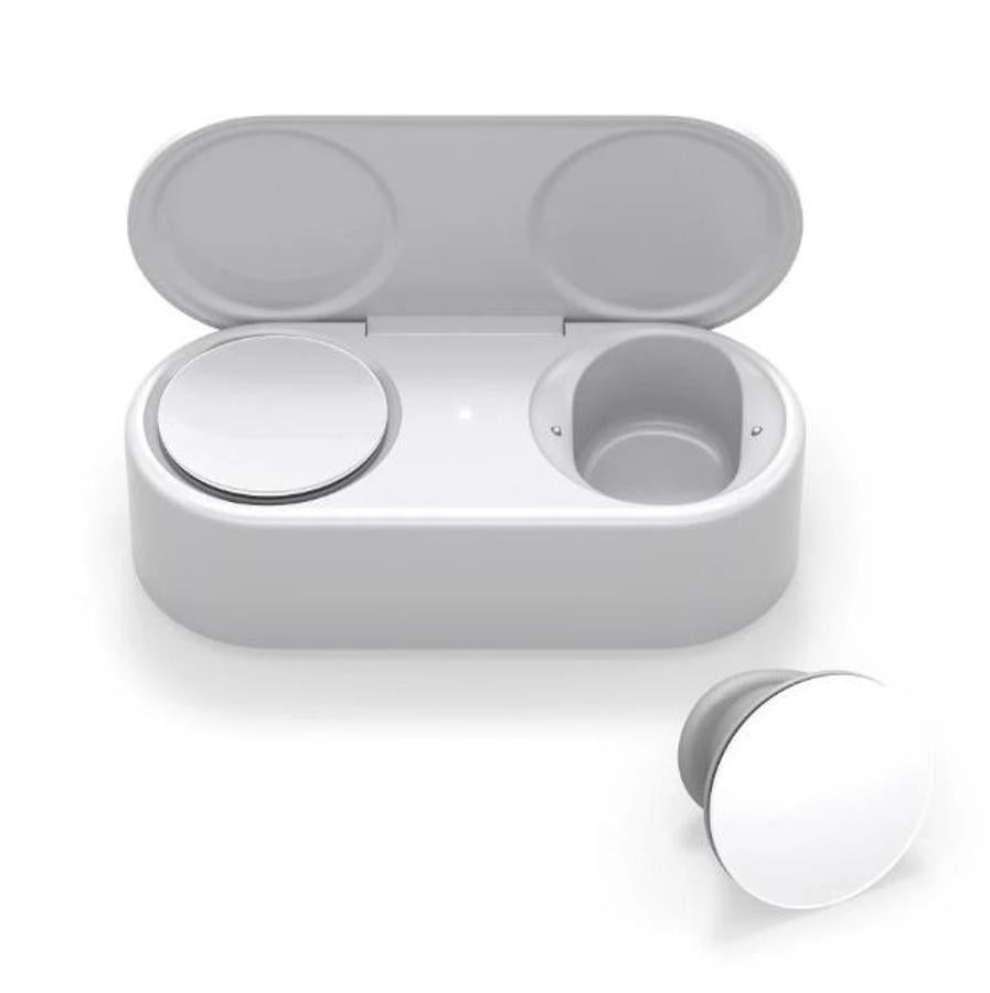 Surface Earbuds. El innovador diseño de cuatro puntos de anclaje coloca cada auricular de forma segura en la oreja, con diferentes tamaños de almohadilla para adaptarse en diferentes medidas. Estos auriculares cuentan con una superficie táctil receptiva que permite gestos intuitivos, como pulsar, tocar y deslizar. Saltar una canción, ajustar el volumen, contestar y finalizar llamadas u obtener asistencia sin perder el ritmo. Proporcionan hasta 7 horas de uso en una sola carga y los dos micrófonos de cada auricular ofrecen un reconocimiento de voz y una calidad de llamada excepcionales. Precio: 219 euros.