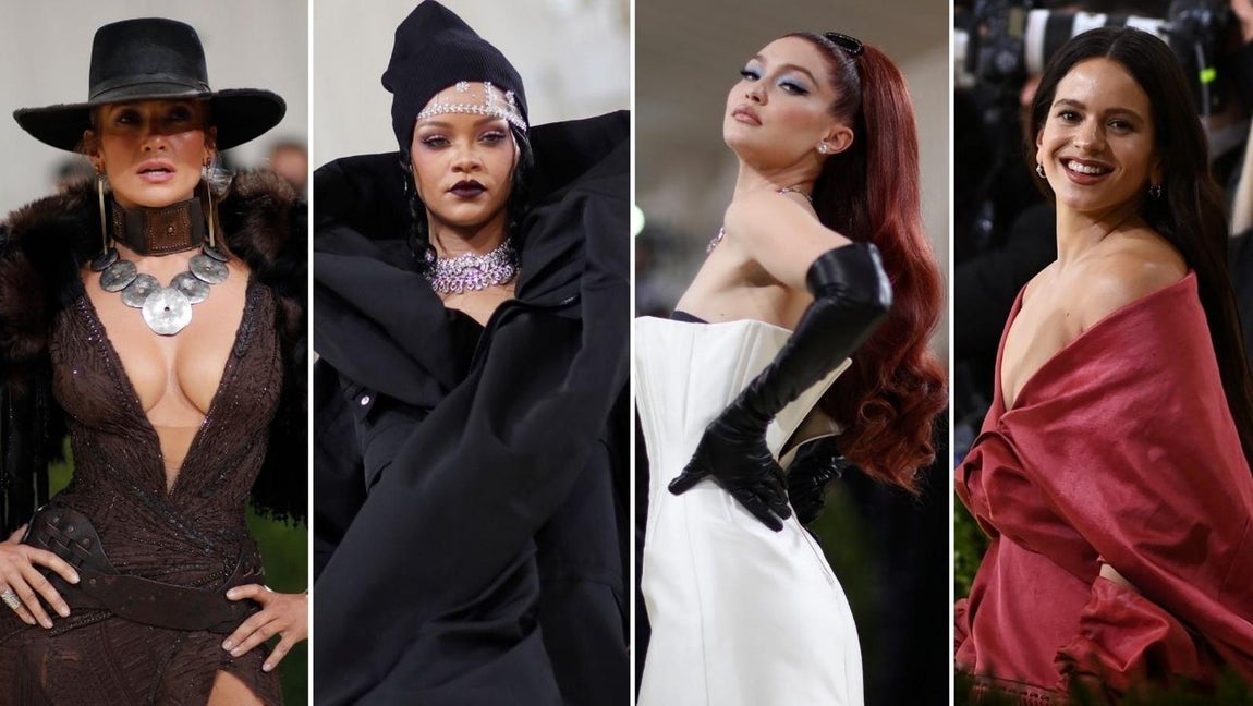 Una Gala del MET muy esperada. Tras casi dos años sin poder llevarse a cabo debido a la pandemia, anoche el Museo Metropolitano de Arte de Nueva York se puso sus mejores galas para acoger la Gala MET, los llamados ‘Oscar de la moda’, que en esta edición, más esperada que nunca, además conmemoraban el 75 aniversario del Costume Institute del museo MET. Las restricciones permitieron un aforo del 50%, por lo que por primera vez el evento se ha dividido en dos partes, teniendo lugar la segunda el próximo 2 de mayo. No hay que olvidar que su objetivo es recaudar fondos benéficos a la vez que se repasa una temática en concreto con una alfombra roja que, si se caracteriza por algo, es por su extravagancia. La historia de la moda norteamericana ha sido el tema elegido, permitiendo gran libertad en la alfombra roja con estilismos que han ido desde muy elegantes a otros más atrevidos. Si esta primera parte se enfocaba más en explicar las raíces, la próxima se centrará en mostrar una visión alternativa de la moda americana. Así lo explicó el comisario de la exposición, Andrew Bolton. Billie Eilish y Timothée Chalamet, la poetisa Amanda Gorman y la tenista Naomi Osaka han ejercido de anfitriones de un evento que ninguna celebrity se ha querido perder. Como una imagen vale más que mil palabras, a continuación se repasa su peculiar ‘red carpet’ donde destaca, entre otros,<a href="https://www.abc.es/estilo/moda/abci-rosalia-y-homenaje-lola-flores-gala-2021-202109141024_noticia.html" target="_blank"> la presencia española de Rosalía.</a>