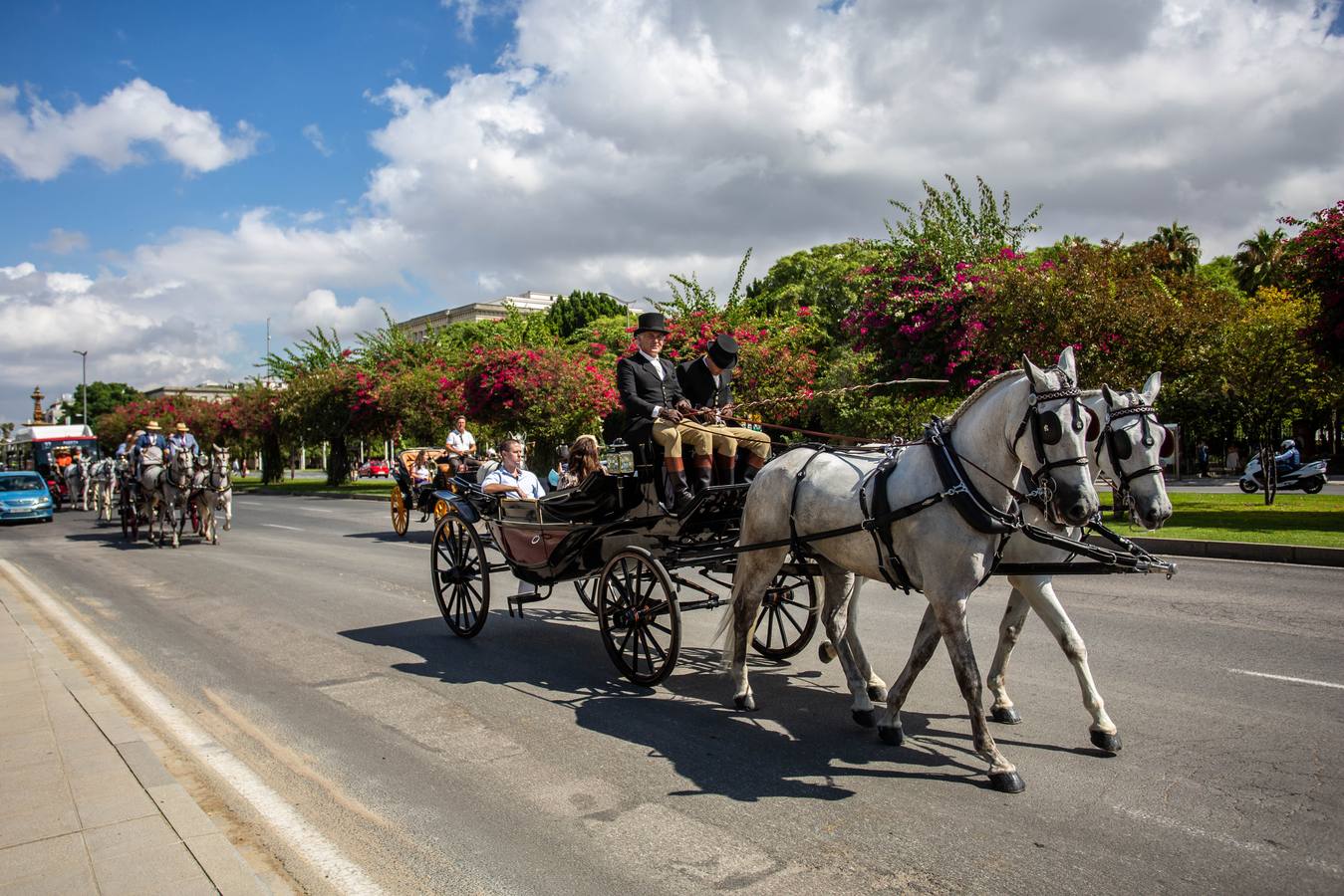 Paseo de carruajes por las calles de Sevilla