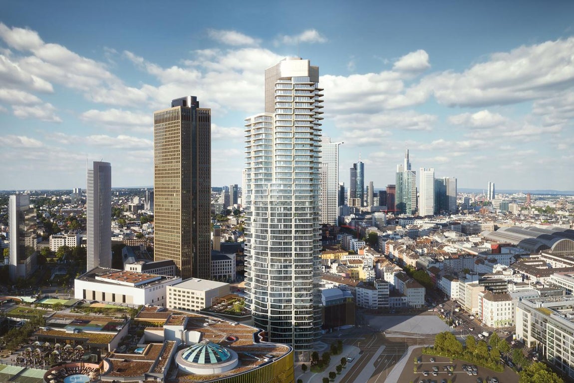 10.Grand Tower, Fráncfort del Meno (Alemania). El Grand Tower, situado en la ciudad de Fráncfort del Meno, es el complejo residencial más alto de Alemania. Este rascacielos de 180 metros de altura y 51 plantas, que presenta una arquitectura dinámica, cuenta con 400 pisos, apartamentos y áticos de máximo confort y una exquisita azotea ajardinada de 1.000 metros.