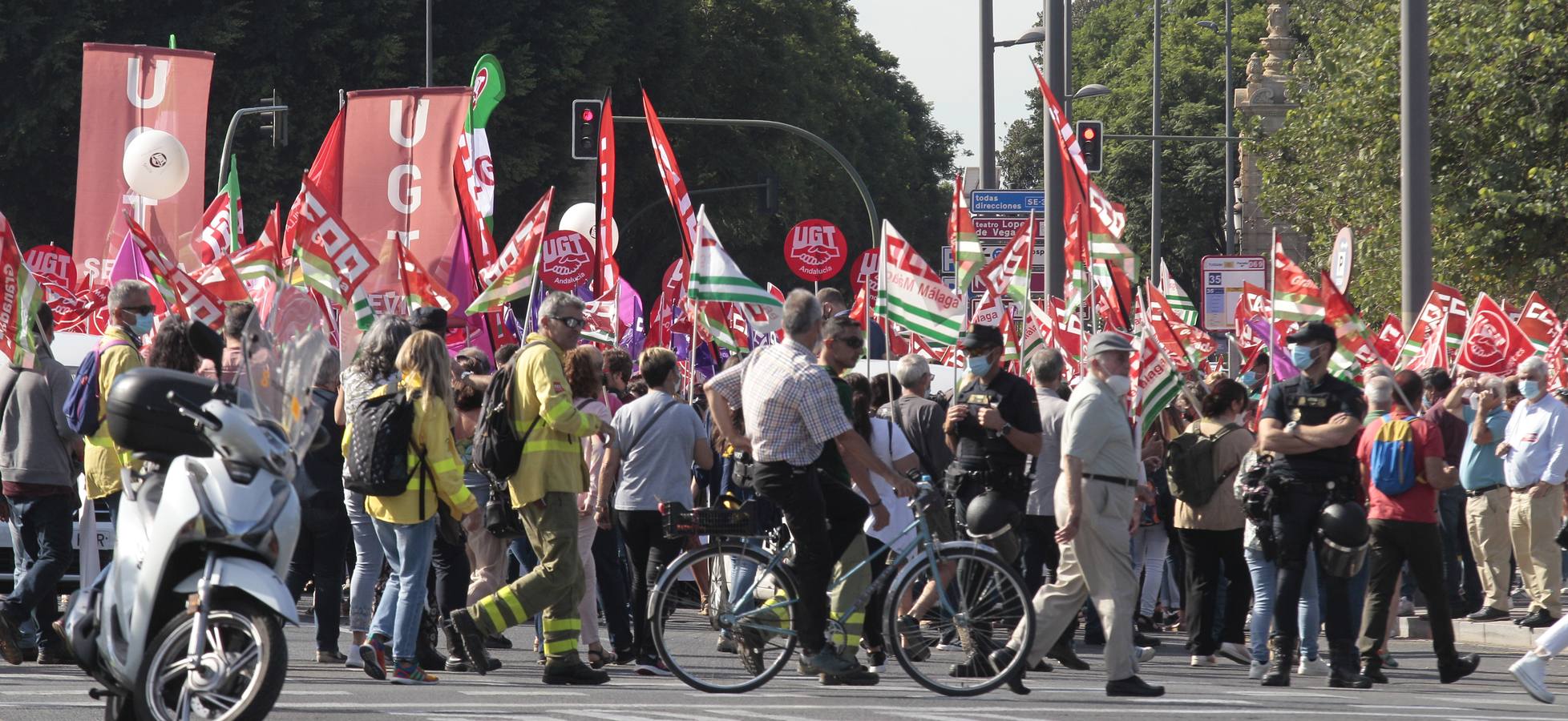 Manifestación de los sindicatos contra el Gobierno andaluz