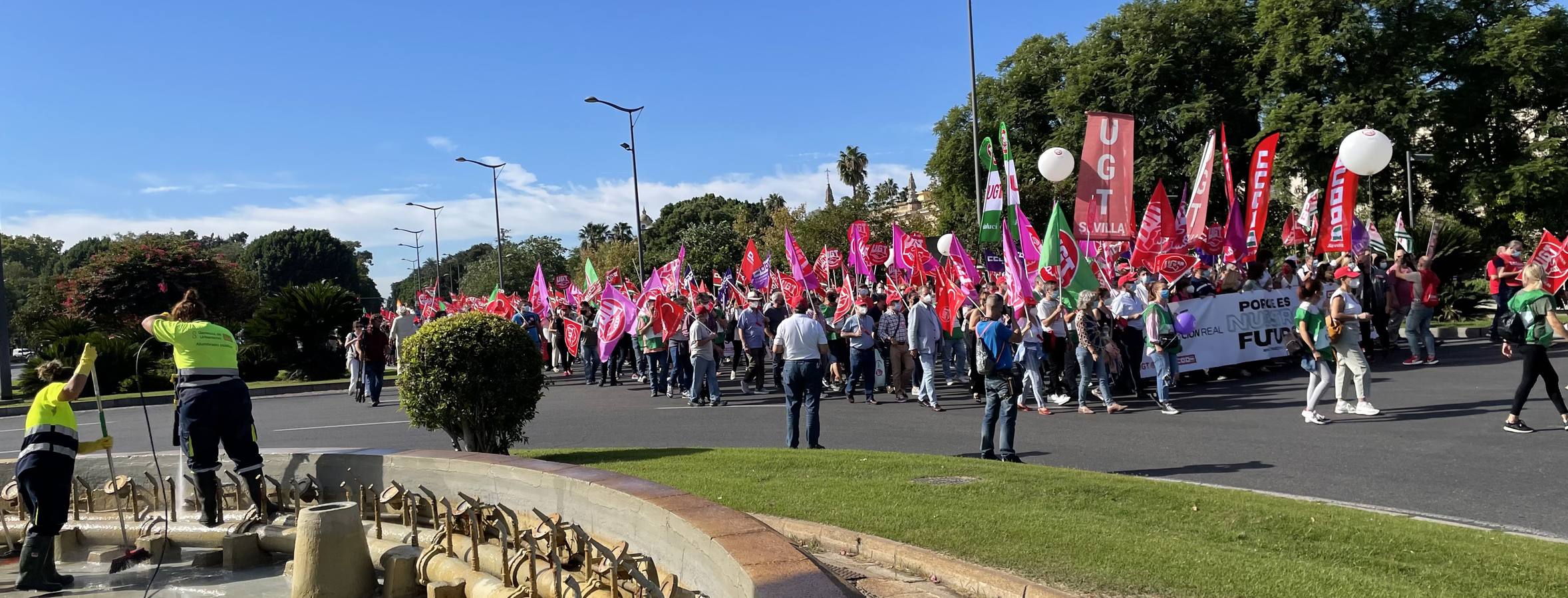 Manifestación de los sindicatos contra el Gobierno andaluz