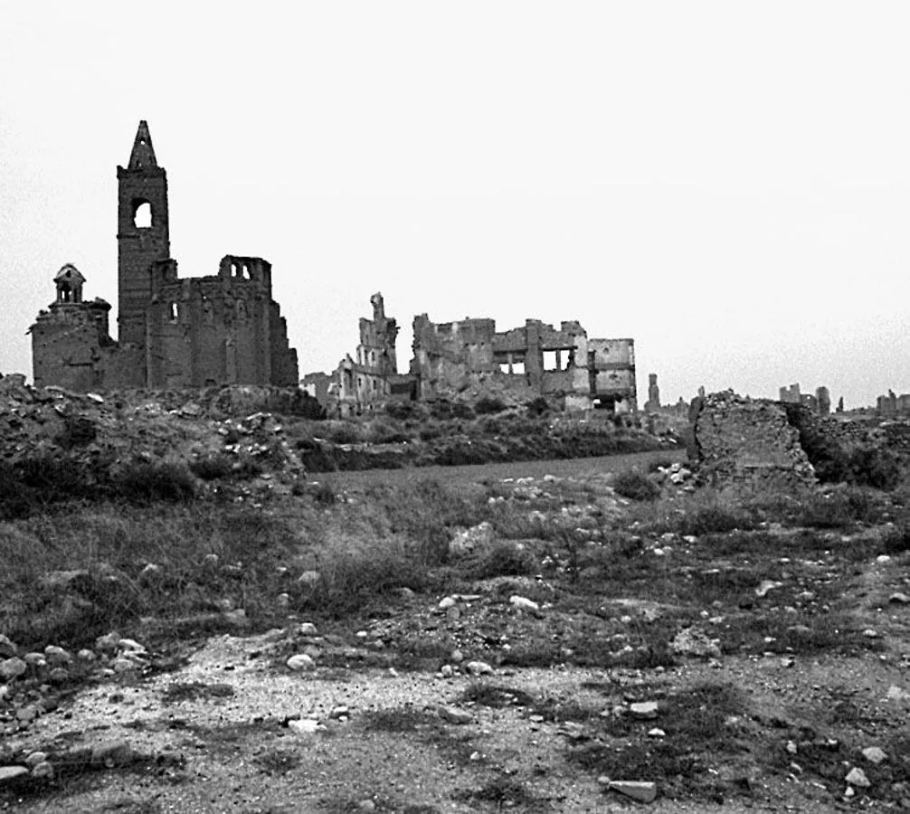 Las ruinas. Vista del pueblo viejo de Belchite (Zaragoza) destruido durante la Guerra Civil.