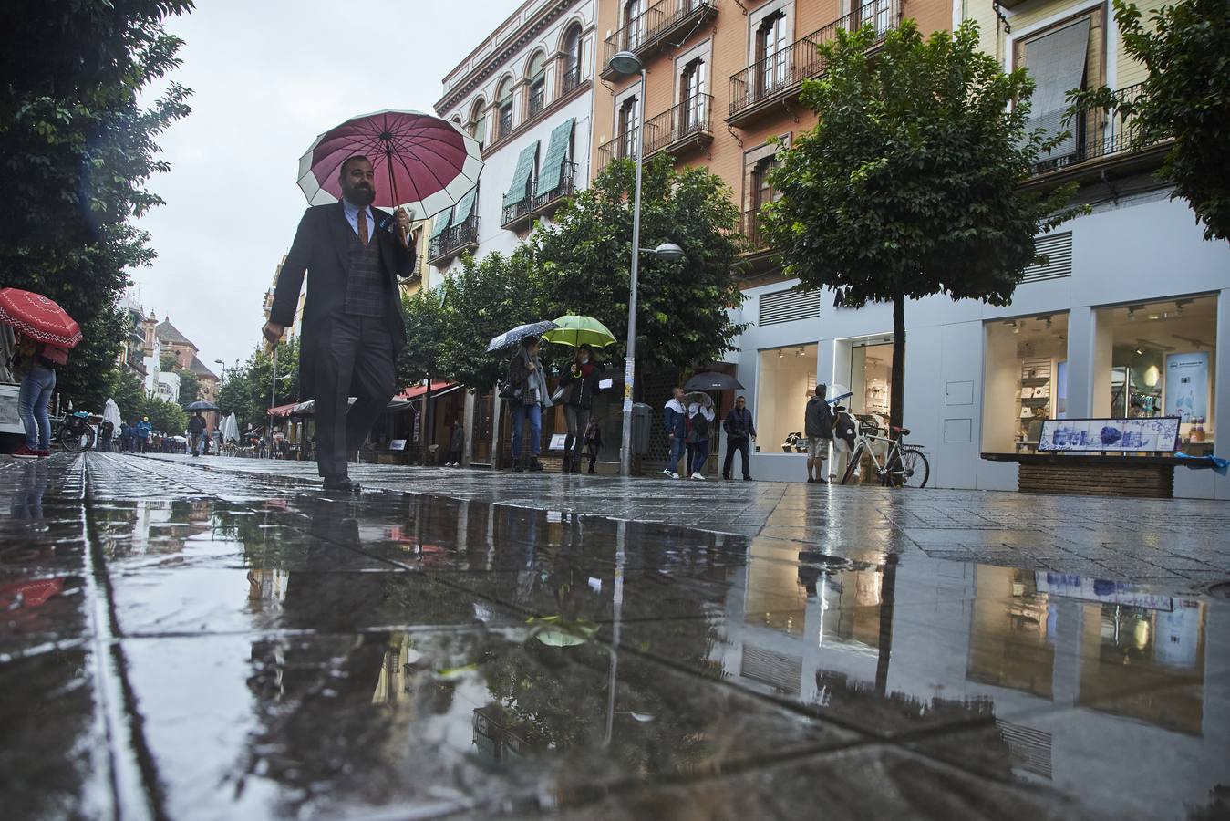 Lluviosa jornada de sábado en Sevilla