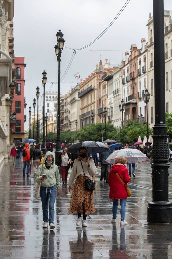 Lluviosa jornada de sábado en Sevilla