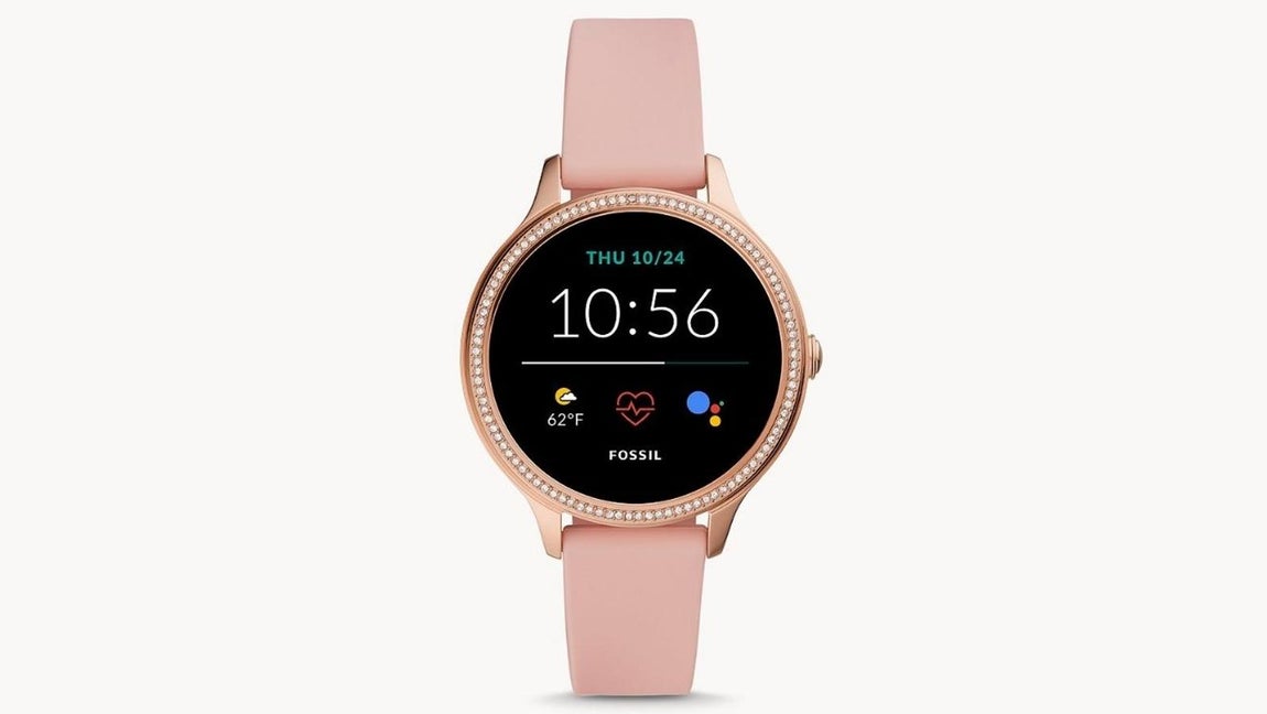 Fossil - Básicos para renovar el armario en el Black Friday. Smartwatch 5.ª generación de silicona rosada, de Fossil. Precio con descuento: 229€.