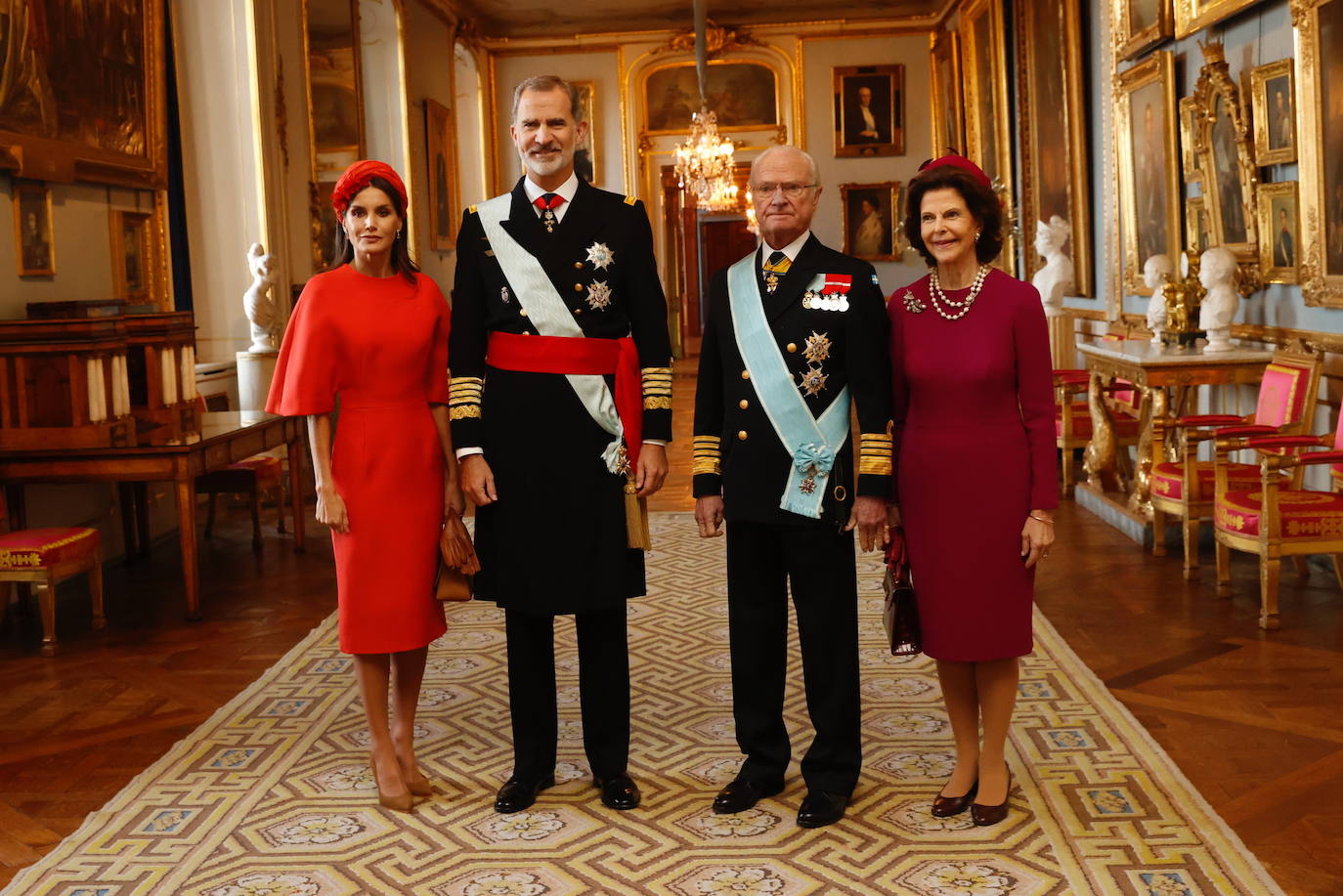 Sus majestades el Rey Felipe VI y la Reina Letizia junto al Rey Carlos XVI Gustavo y la Reina Silvia. 