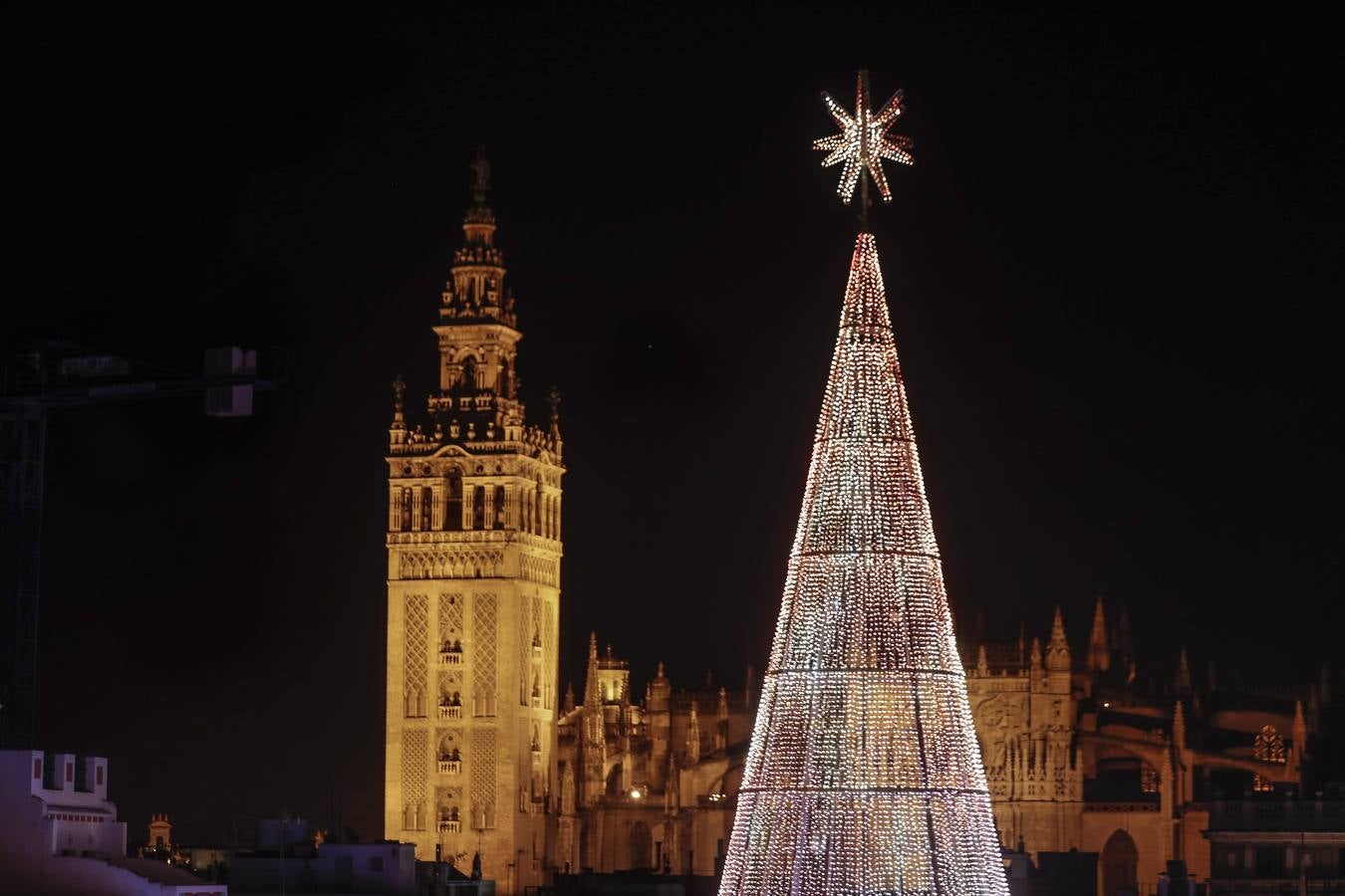 Encendido del árbol de luces led en la Plaza de San Francisco. RAÚL DOBLADO