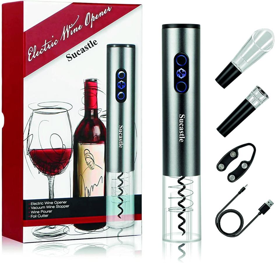 Abridor eléctrico. Nunca fue tan fácil, ni tan rápido, abrir una botella de vino. Este abridor eléctrico (26,89 €, en Amazon) es perfecto para una reunión de amigos o una fiesta en la que se abren varias botellas o para los que prefieren la comodidad, antes que el ritual.