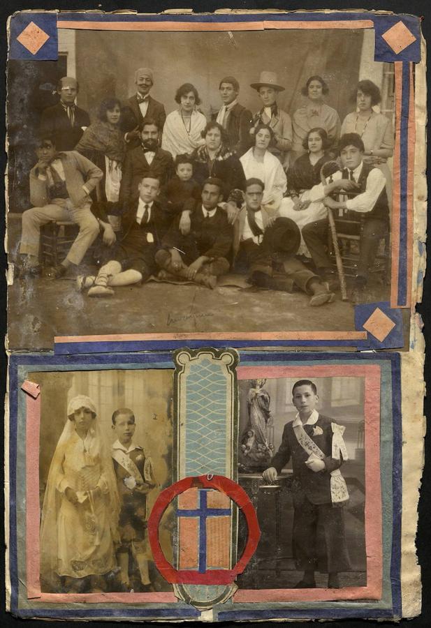 Dos recortes del álbum. A la izquierda, el arquitecto Agustín Ortiz de Villajos Calleja (1850-1902), tío de Cristino. A la derecha, su primo, el compositor Ángel Ortiz-Villajos Cano (1898-1952). Archivo Municipal de Toledo. 