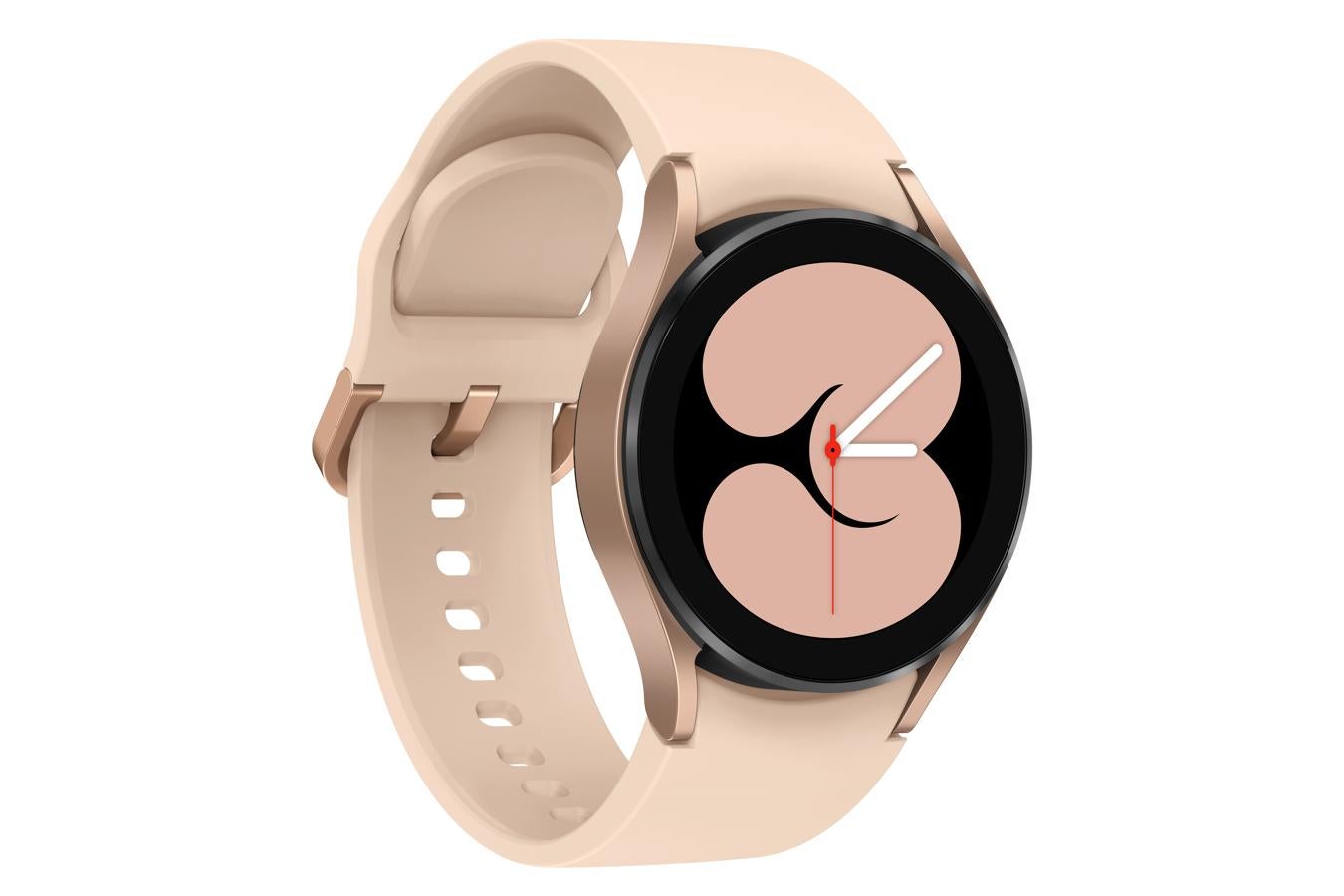 Samsung - Accesorios originales para los looks Navideños. Samsung Galaxy Watch 4 con 4G y correa en color nude. El primer smartwatch de la marca que mide cómodamente la composición corporal para que te resulte más fácil medir los progresos en tus entrenamientos. Precio: 270€.