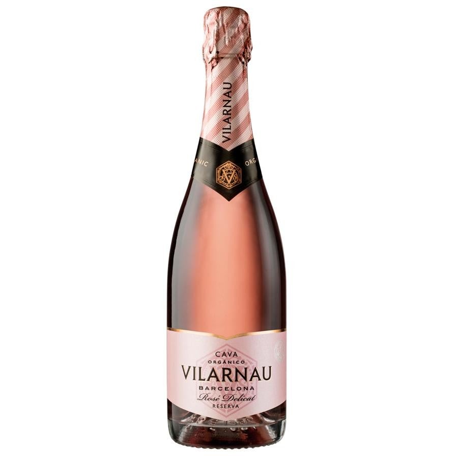 Vilarnau Rosé Delicat. Es uno de los cavas ecológicos de Vilarnau que en este 2021 ha recibido además la distinción del Premio de Alimentos de España al Mejor Vino otorgado por el Ministerio de Agricultura, Pesca y Alimentación. Este Brut Rosado Reserva Ecológico se elabora mayoritariamente con las variedades tintas de Garnacha y un pequeño toque de Pinot Noir. El resultado es un cava rosado pálido, de gran complejidad aromática, muy cremoso, fresco y elegante. Apto para veganos y perfecto para acompañar arroces, pastas o postres cremosos. Precio: 14€