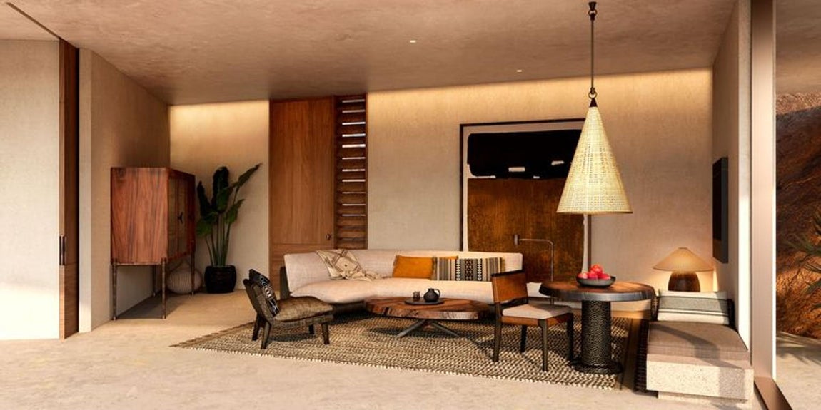 Desert Rock, así es el Resort de lujo excavado en las rocas. Con el fin de minimizar la contaminación acústica, lumínica y brindar vistas ininterrumpidas del paisaje, la mayoría de las carreteras que conducen al complejo se ocultarán detrás de los montículos del entorno.