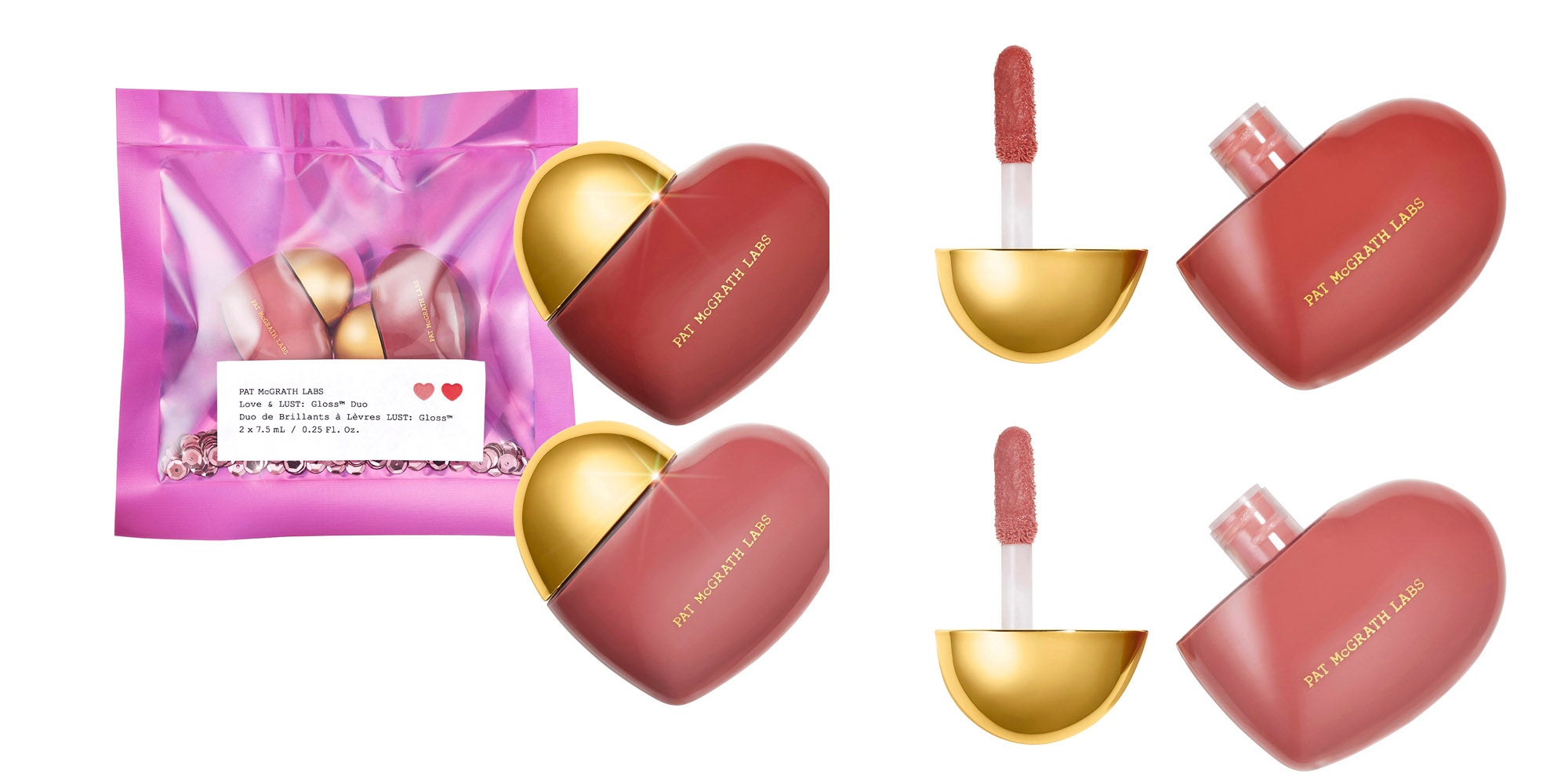 Dúo de brillo de labios Love &amp; Lust Gloss Duo de Pat McGrath (28,99 €, solo en Sephora). Este dúo de bálsamo de labios con un color suave y un brillo seductor, se desliza fácilmente, aportando volumen y creando un brillo tridimensional. Se trata de una edición limitada.