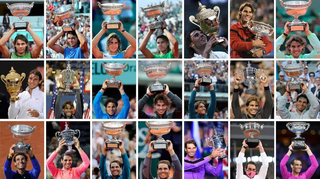 Los 22 Grand Slam de Rafael Nadal, en imágenes