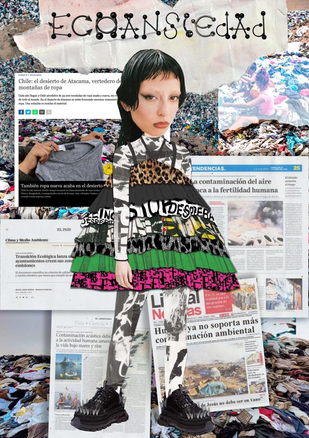 Reparto. 'Spoiler' es su nueva propuesta, una colección con un estilo y un concepto algo más maduro, aunando cada personaje mediantela investigación y experimentación de materiales y técnicas nuevas: drapear sobre maniquí utilizando solo piercings, reciclaje de aluminio para crear lentejuelas, punto a partir de bolsas de plástico, 'patchwork' con encaje, impresión en 3D, etc.  La sostenibilidad siempre estará en continuo desarrollo en esta firma, ya que la presentan como uno de sus valores más importantes junto con el humor, la ironía y el melodrama