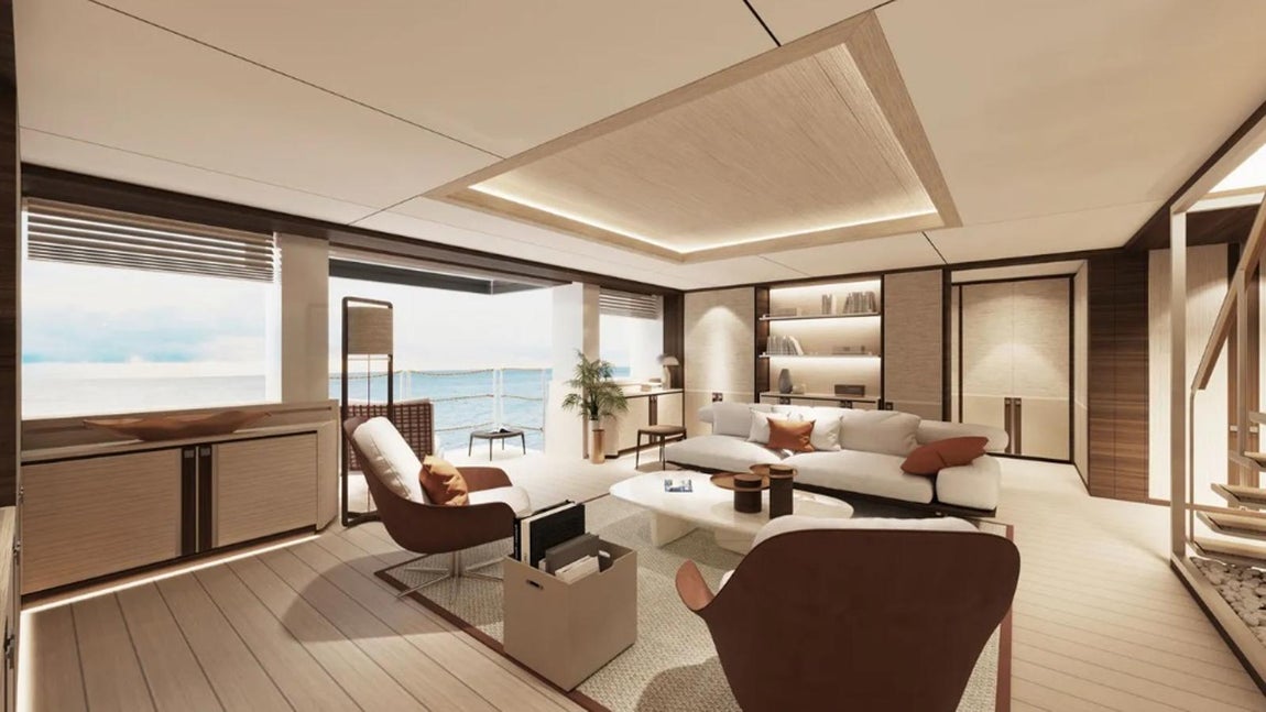 'Project 2024', el nuevo yate de 182 millones de Amancio Ortega. 'Project 24' ncluye alojamiento para un total de 18 miembros de la tripulación, incluido un camarote para elcapitán y ocho adicionales en la cubierta inferior. En definitiva, se trata de un megayate pensado para largos viajes en donde sacar el máximo provecho a sus comodidades y el mar.