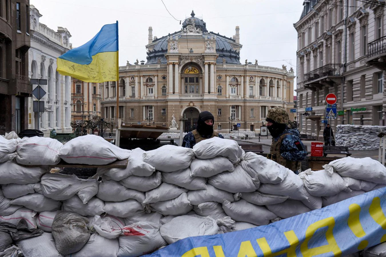 El centro de Odessa, repleto de barricadas de militares ucranianos. 