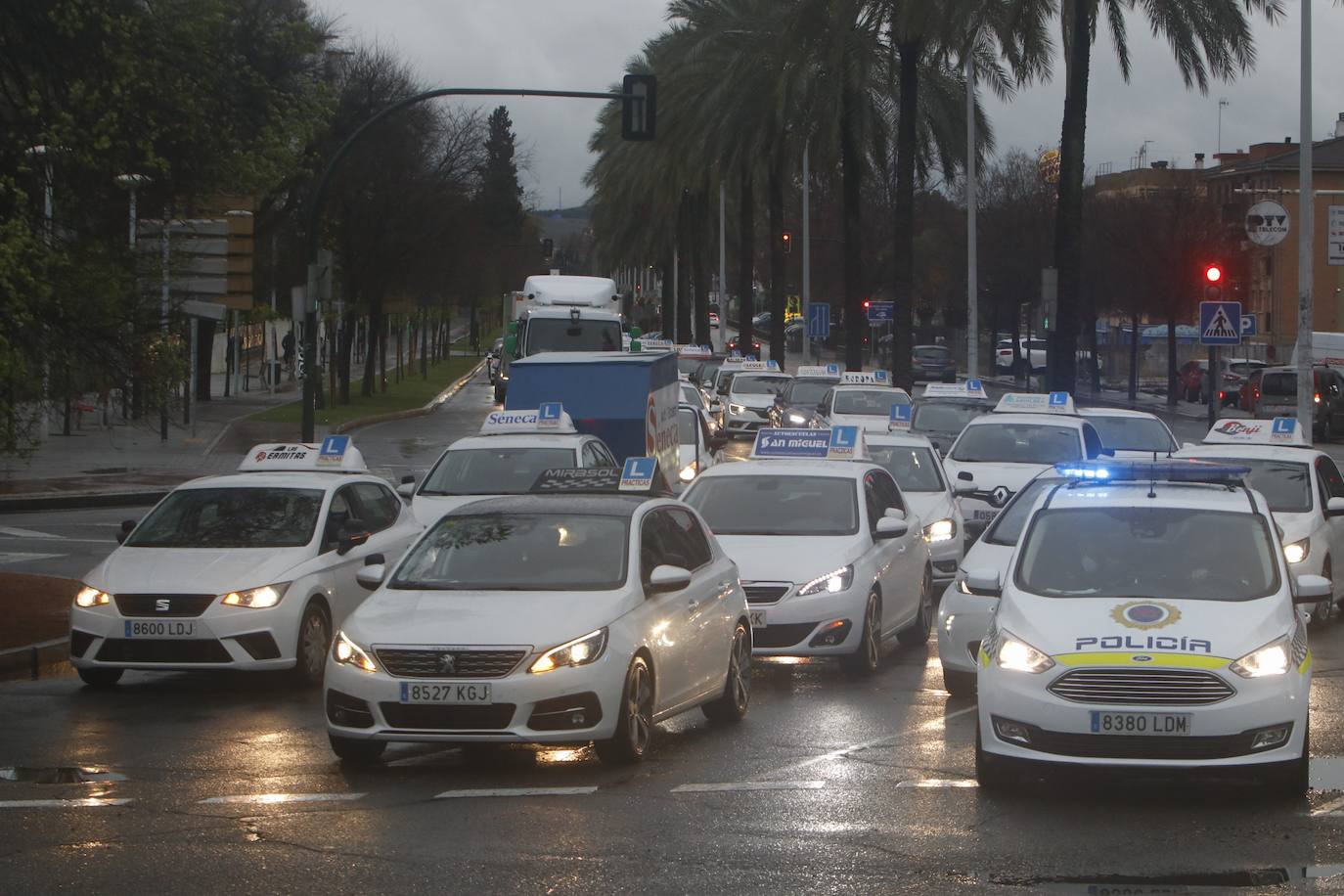 La marcha de protesta de las autoescuelas de Córdoba, en imágenes