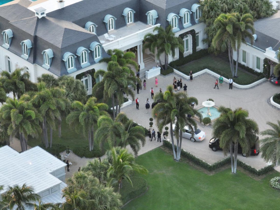 La finca de la celebración en Palm Beach, Florida. 