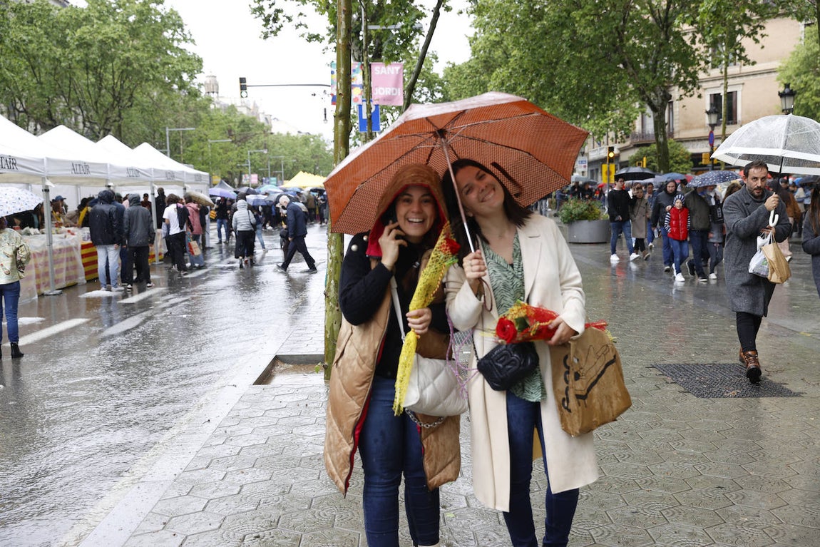 Libros, rosas y granizo: las mejores imágenes de Sant Jordi